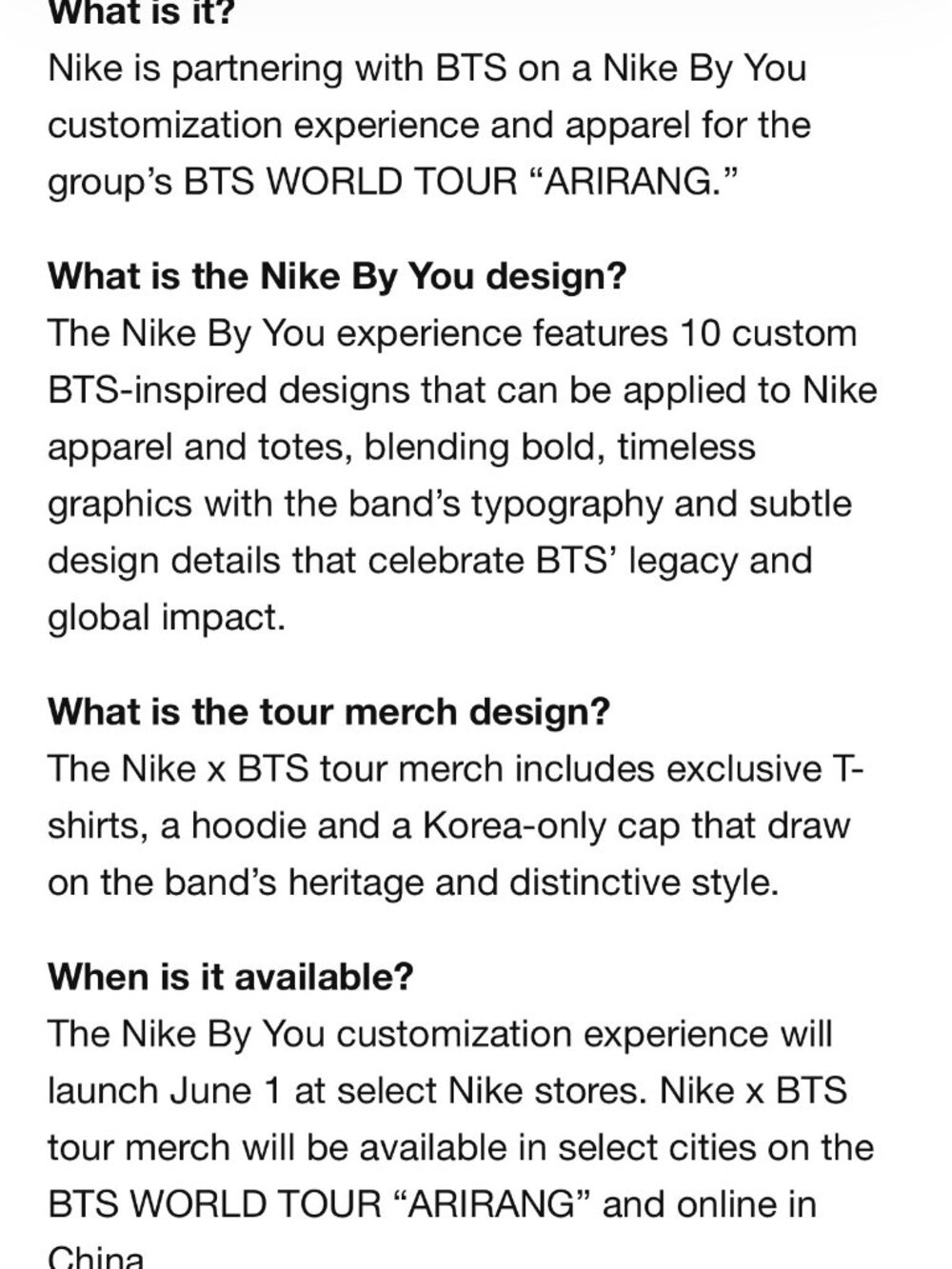 Nike x BTS tour Arirang merch Hoodie XS NWT - Picture 9 of 9